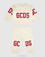 הַלבָּשָׁה GCDS אימונית להקת לוגו לתינוק כיפה לבנה אפור ילדים 0028598