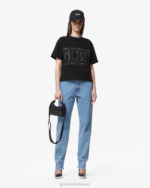 הַלבָּשָׁה GCDS חולצת טי של לוגו בלינג שָׁחוֹר נשים 0028357 - Image 2