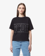 הַלבָּשָׁה GCDS חולצת טי של לוגו בלינג שָׁחוֹר נשים 0028357 - Image 3