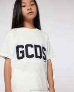 הַלבָּשָׁה GCDS חולצת טריקו של להקת לוגו ג'וניור צבע קרם ילדים 0028724 - Image 4