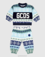 הַלבָּשָׁה GCDS חליפת אימונית לחג המולד עם לוגו לתינוק כְּחוֹל ילדים 0028596