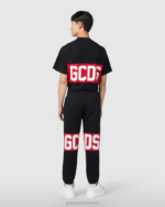 הַלבָּשָׁה GCDS להקת לוגו מכנסי זיעה רגילים שָׁחוֹר גברים 0028143 - Image 3