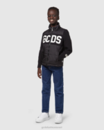 הַלבָּשָׁה GCDS מעיל עליון עם לוגו ג'וניור שָׁחוֹר ילדים 0028662 - Image 2