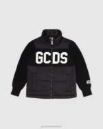 הַלבָּשָׁה GCDS מעיל עליון עם לוגו ג'וניור שָׁחוֹר ילדים 0028662