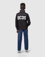 הַלבָּשָׁה GCDS מעיל עליון עם לוגו ג'וניור שָׁחוֹר ילדים 0028662 - Image 3