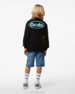 הַלבָּשָׁה GCDS צוואר צוואר פגז זוטר שָׁחוֹר ילדים 0028700 - Image 3