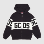 הַלבָּשָׁה GCDS קפוצ'ון עם רוכסן להקת לוגו ג'וניור שָׁחוֹר ילדים 0028670