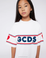 הַלבָּשָׁה GCDS שמלת לוגו ג'וניור לבן ילדים 0028814 - Image 4